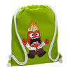 Backpack bag GYMBAG LIME GREEN, with pocket (40x48cm) & thick cords