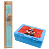 Easter Set, children's snack container BLUE & Easter aromatic flat candle (30cm) (TURQUOISE)