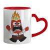 Mug heart red handle, ceramic, 330ml