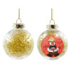 Transparent Christmas tree ball ornament with gold filling 8cm