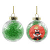 Transparent Christmas tree ball ornament with green filling 8cm