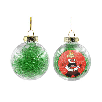 Inside Out Angry, Transparent Christmas tree ball ornament with green filling 8cm