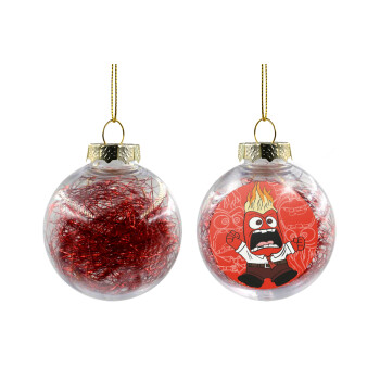 Inside Out Angry, Transparent Christmas tree ball ornament with red filling 8cm