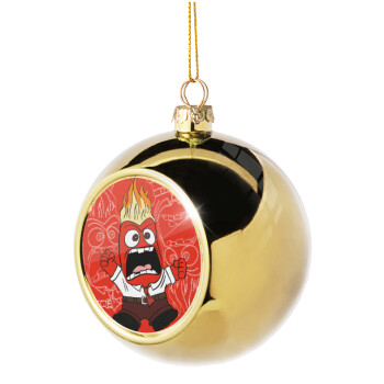 Inside Out Angry, Golden Christmas tree ball ornament 8cm