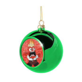 Inside Out Angry, Green Christmas tree ornament ball 8cm