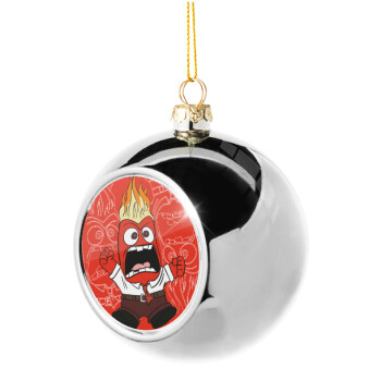 Inside Out Angry, Silver 8cm Christmas tree ball ornament