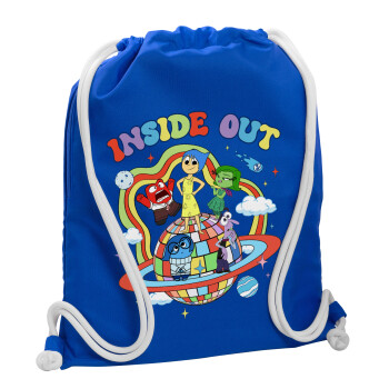 Inside Out, Τσάντα πλάτης πουγκί GYMBAG Μπλε, με τσέπη (40x48cm) & χονδρά κορδόνια