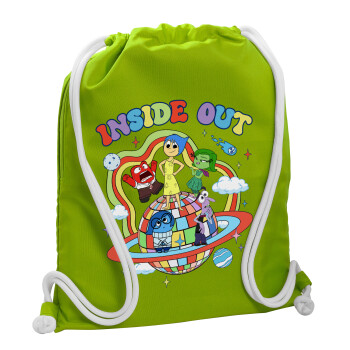 Inside Out, Backpack bag GYMBAG LIME GREEN, with pocket (40x48cm) & thick cords