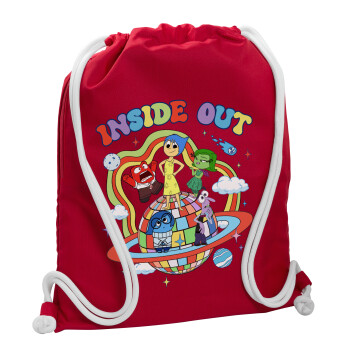 Inside Out, Backpack pouch GYMBAG Red, with pocket (40x48cm) & thick cords