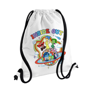 Inside Out, Backpack pouch GYMBAG white, with pocket (40x48cm) & thick cords