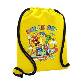 Inside Out, Backpack pouch GYMBAG Yellow, with pocket (40x48cm) & thick cords