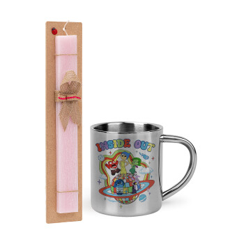 Inside Out, Easter Set, metallic thermal cup (300ml) & aromatic flat Easter candle (30cm) (PINK)