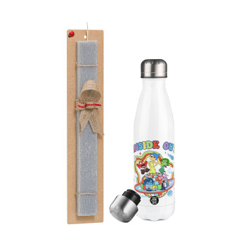 Inside Out, Easter candle, metallic white thermos bottle (500ml) & aromatic flat candle (30cm) (GRAY)