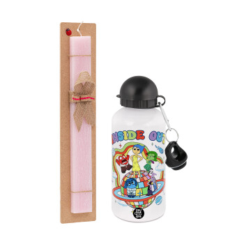 Inside Out, Easter Set, metallic aluminum bottle (500ml) & aromatic flat Easter candle (30cm) (PINK)