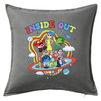 Inside Out, Μαξιλάρι καναπέ Γκρι 100% βαμβάκι, περιέχεται το γέμισμα (50x50cm)
