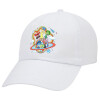 Adult Baseball Cap White 5-panel (POLYESTER, ADULT, UNISEX, ONE SIZE)