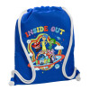 Backpack pouch GYMBAG Blue, with pocket (40x48cm) & thick cords