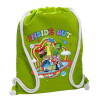 Backpack bag GYMBAG LIME GREEN, with pocket (40x48cm) & thick cords