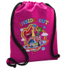 Backpack pouch GYMBAG Fuchsia, with pocket (40x48cm) & thick cords