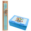 Easter Set, children's snack container BLUE & Easter aromatic flat candle (30cm) (TURQUOISE)