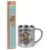 Easter Set, metallic thermal cup (300ml) & aromatic flat Easter candle (30cm) (TURQUOISE)