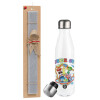 Easter candle, metallic white thermos bottle (500ml) & aromatic flat candle (30cm) (GRAY)