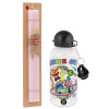 Easter Set, metallic aluminum bottle (500ml) & aromatic flat Easter candle (30cm) (PINK)