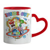 Mug heart red handle, ceramic, 330ml