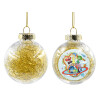 Transparent Christmas tree ball ornament with gold filling 8cm