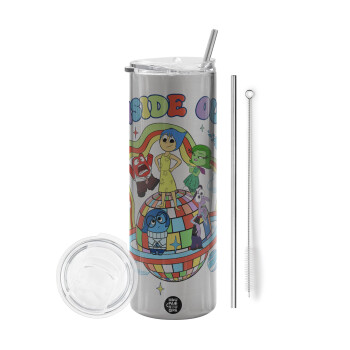 Inside Out, Tumbler stainless steel Silver 600ml, with metal straw & cleaning brush