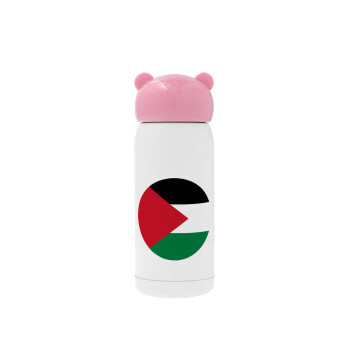 Palestine Flag, Pink stainless steel thermal flask, 320ml