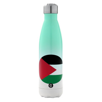 Palestine Flag, Metal mug thermos Green/White (Stainless steel), double wall, 500ml