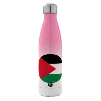 Palestine Flag, Metal mug thermos Pink/White (Stainless steel), double wall, 500ml