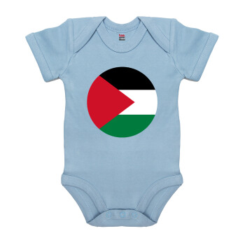 Palestine Flag, Βρεφικό φορμάκι μωρού, 0-18 μηνών, Μπλε, 100% Organic Cotton, κοντομάνικο