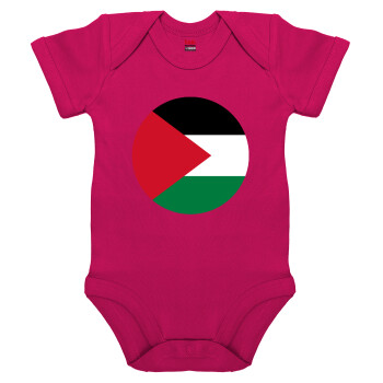 Palestine Flag, Βρεφικό φορμάκι μωρού, 0-18 μηνών, ΡΟΖ, 100% Organic Cotton, κοντομάνικο