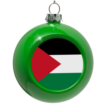 Palestine Flag, Green Christmas tree ornament bauble 8cm