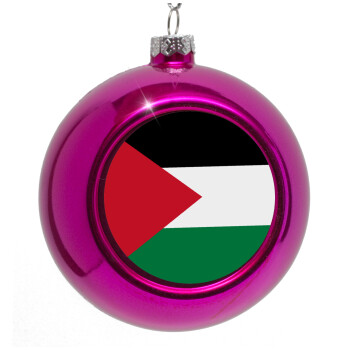 Palestine Flag, Purple Christmas tree ornament bauble 8cm