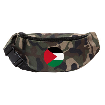 Palestine Flag, Unisex waist bag (banana) in Jungle camouflage color with 2 pockets