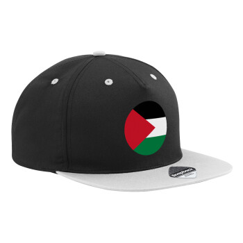 Palestine Flag, Adult Flat Snapback Hat Black/Grey, (100% COTTON TWILL, ADULT, UNISEX, ONE SIZE)