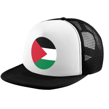 Palestine Flag, Child's Soft Trucker Hat with BLACK/WHITE Mesh (POLYESTER, CHILD, ONE SIZE)