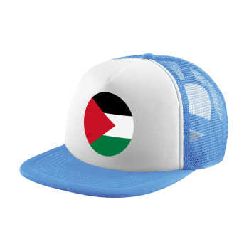 Palestine Flag, Child's Soft Trucker Hat with Blue/White Mesh (POLYESTER, CHILD, ONE SIZE)