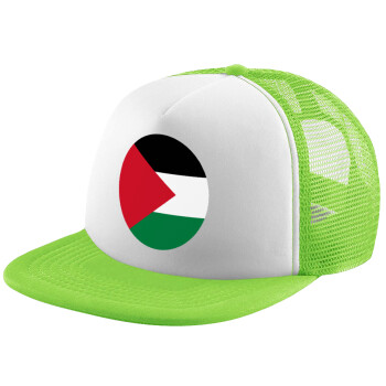 Palestine Flag, Child's Soft Trucker Hat with Green/White Mesh (POLYESTER, CHILDREN'S, ONE SIZE)