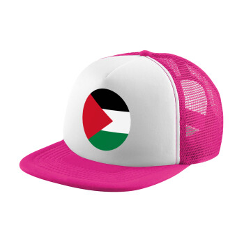 Palestine Flag, Child's Soft Trucker Hat with Pink/White Mesh (POLYESTER, CHILD, ONE SIZE)