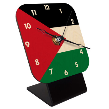 Palestine Flag, Quartz Table clock in natural wood (10cm)