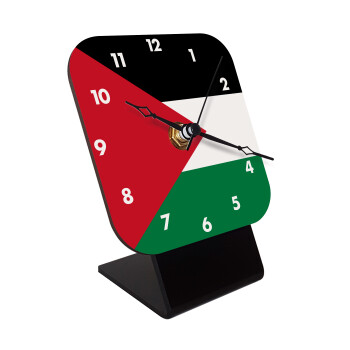 Palestine Flag, Quartz Wooden table clock with hands (10cm)