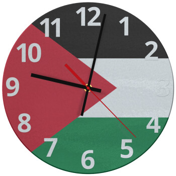 Palestine Flag, Ρολόι τοίχου γυάλινο (30cm)