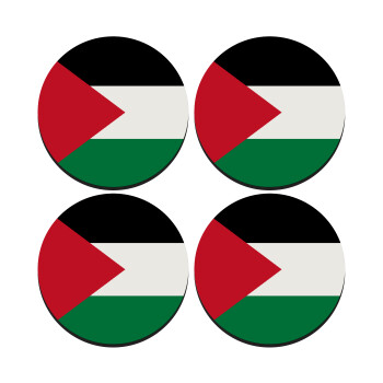 Palestine Flag, SET of 4 round wooden coasters (9cm)