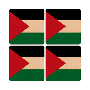 Σημαία Παλαιστίνης, ΣΕΤ x4 Σουβέρ ξύλινα τετράγωνα plywood (9cm)