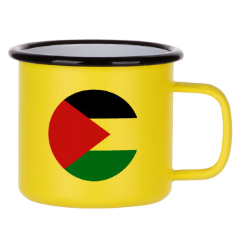 Palestine Flag, Metallic enamel MATT Yellow cup 360ml