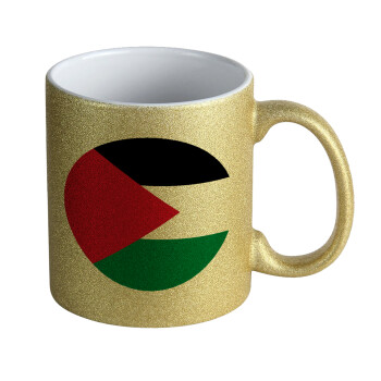 Palestine Flag, Κούπα Χρυσή Glitter που γυαλίζει, κεραμική, 330ml